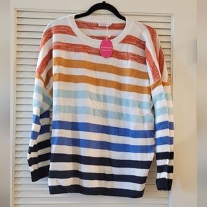 Sweetnight - (NWT) (Plus-Size) Rainbow Striped Knitted Pullover Sweater